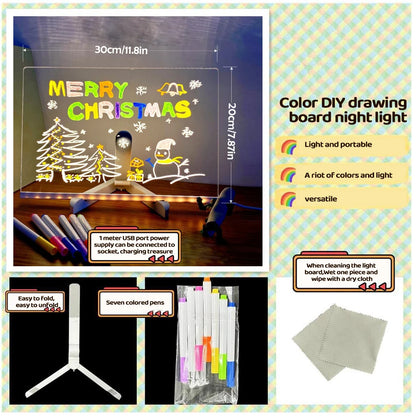 LED Note Board With Night Light Colorful 7 Pens