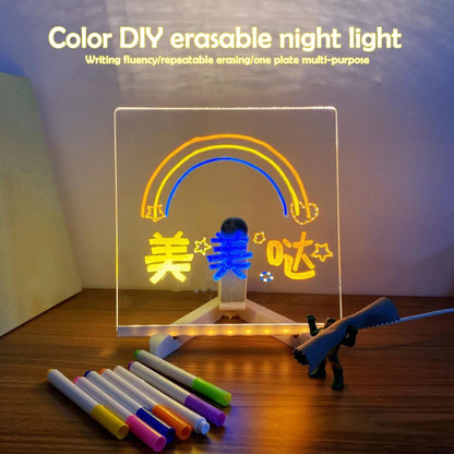 LED Note Board With Night Light Colorful 7 Pens