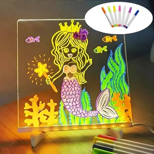 LED Note Board With Night Light Colorful 7 Pens