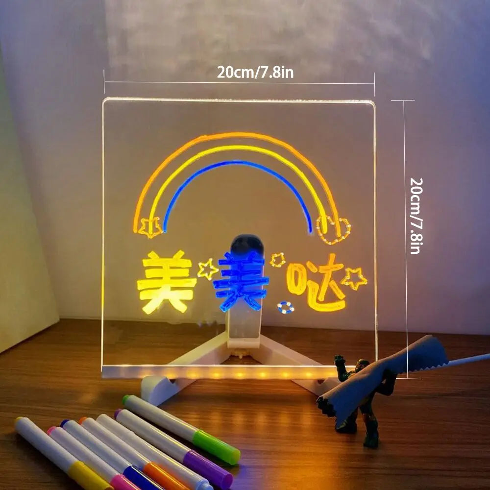 LED Note Board With Night Light Colorful 7 Pens