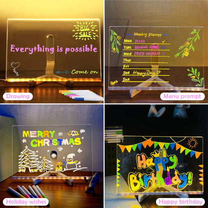 LED Note Board With Night Light Colorful 7 Pens